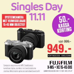 Fujifilm X-M5 zilver + XC15-45 mm OIS PZ