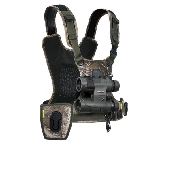 Cotton Carrier Camera Vest G3 camo voor 1 camera en verrekijker